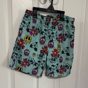 WXYZ Men's Aqua Floral & Skull Swim Trunks